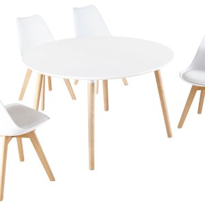 MESA REDONDA BLANCA PATA MADERA 120Ø