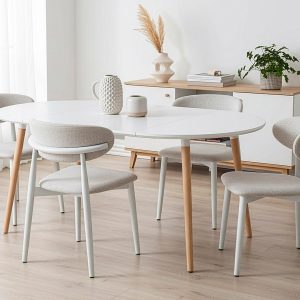 MESA COMEDOR EXTENSIBLE NORDIKA 100 - 140 - 180 CM BLANCO / HAYA